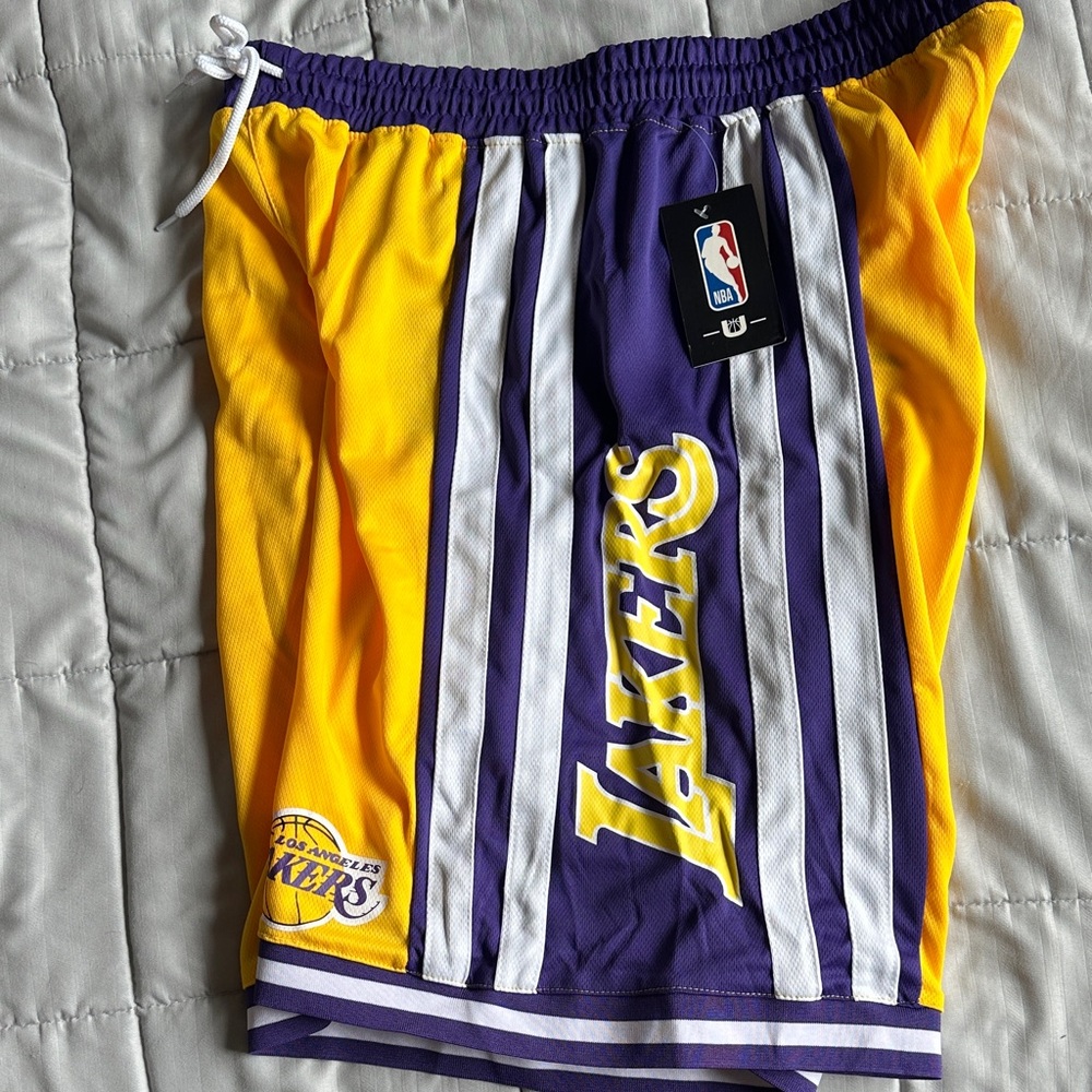 NBA Lakers Yellow and Purple Athletic Shorts